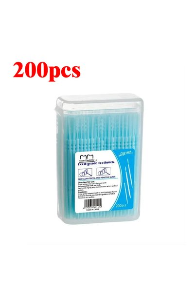 Choice8 C685-أزرق 200 قطعة/علبة أعواد أسنان بلاستيكية مزدوجة الرأس للاستخدام ...