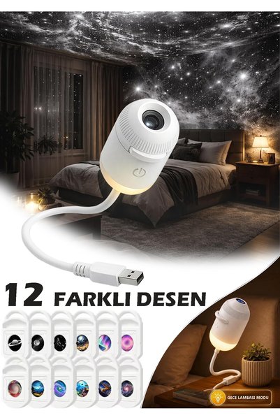 TECHNOM 360° Esnek USB Yıldız ve Gezegen Projeksiyon Cihazı - Ayarlanabilir O...