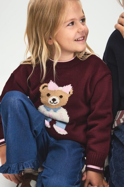 DeFacto Teddy Bear Patterned Long Sleeve Knitwear Sweater for Baby Girl I3979...