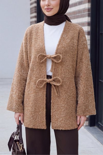 Modamorfo Önü Bağlamalı Sakallı Kimono -vizon
