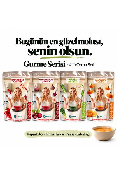 Belu Gıda Atölyesi Gurme Serisi Çorba Seti 4 Paket x 60 Gram Pestisit ve Afla...