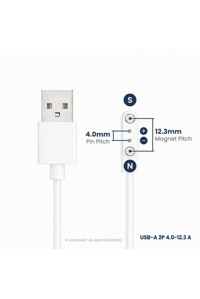 Choice1 White(2pin 4.0 STD) Smart Watch Magnetic USB Dock Charger 2pin 4pin C...