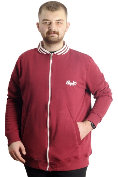 ModeXL Mode XL Büyük Beden Erkek Kolej Mont Süper 22614 Bordo