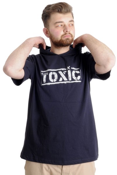 ModeXL Moda XL Plus Size Muškarci T-shirt Kapa TOXIC 23119 Mornarsko plava