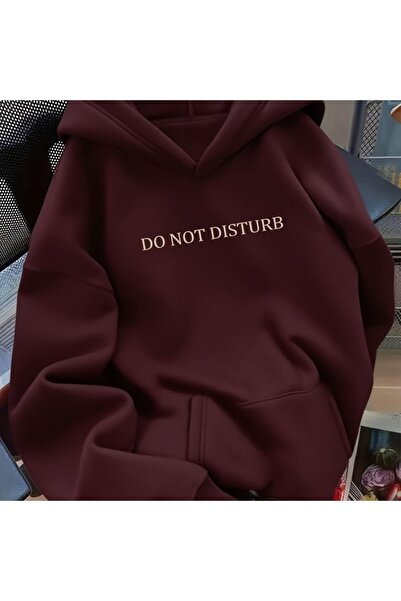 Vordevia Do Not Disturb Printed Cotton 3 Thread Threaded Oversize Sweatshirt