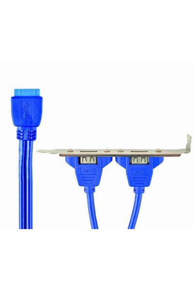 Gembird CC-USB3-RECEPTACLE Internal 20-Pin to Dual USB 3.0 Cable, Blue