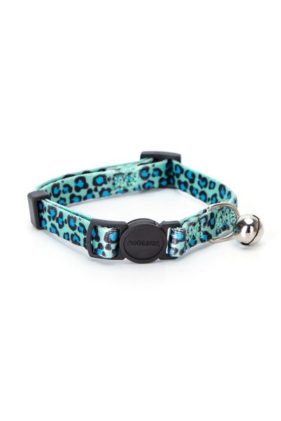 OEM Περιλαίμιο για γάτες με καμπανάκι και Leopard Print W1.0*L20-30 εκ. γαλάζιο
