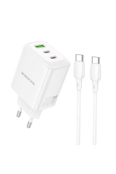 OEM Φορτιστής PD65W με 2 θύρες Type-C και 1 USB-A + καλώδιο, EU Plug - Borofo...