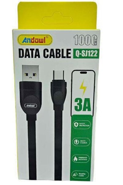Andowl Καλώδιο δεδομένων USB σε Type-C 3A 1m μαύρο Q-SJ122
