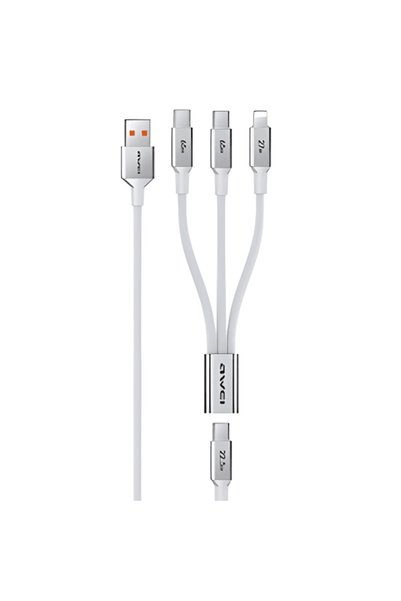 AWEI σε 1 καλώδιο φόρτισης και δεδομένων 65W Type-C και Lightning CL-1 λευκό 5