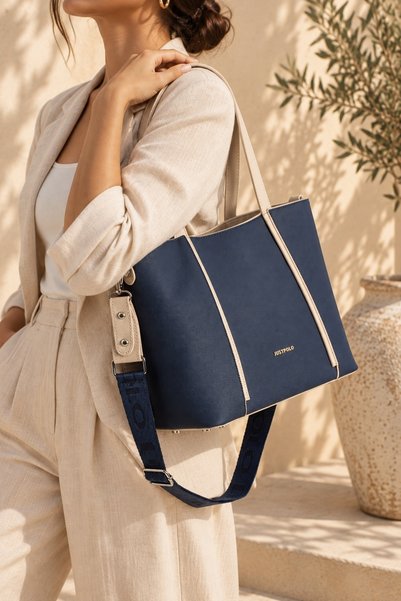 Just Polo Navy Blue Women's Hand and Shoulder Bag New Season 24 X 33 cm