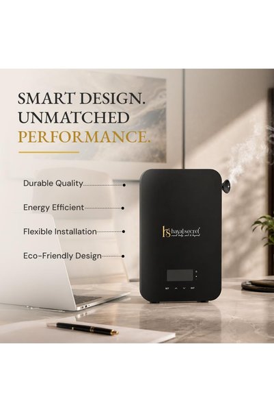 Hayat Secret Prime Fragrance Diffuser, Wall-Mounted Aroma Diffuser, Bluetooth App Control, LCD Display, 20 Level Fragrance Intensity, Lockable Key Security, Capacity 180ml, Champagne