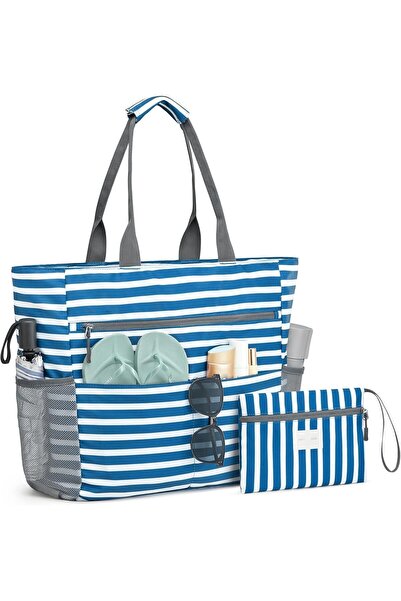 Generic Sandproof Beach Tote Bag for Women, Large Capacity Foldable Lightweig...