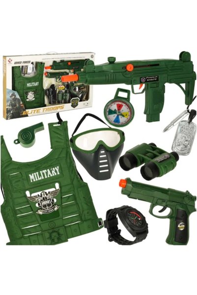 CIUPIGo Costum de soldat pentru copii cu vestă tactică, pușcă, pistol, binocl...