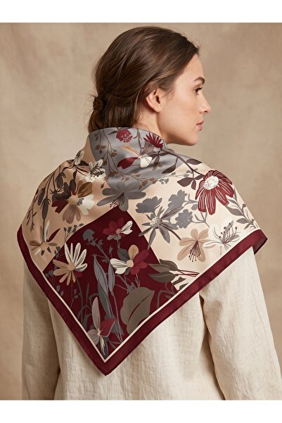 Sultan İpek Floral Patterned Scarf / Bandana 90X90Cm