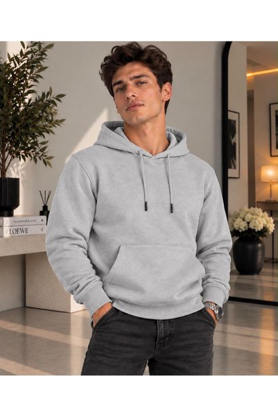 Valens ERKEK SÜPER KALİTE 3 İPLİK İÇİ PAMUKLU KANGURU CEPLİ KAPŞONLU SWEAT