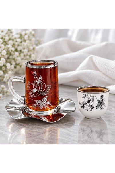 laverahome طقم ضيافة ورد فاخر 18 قطعة |