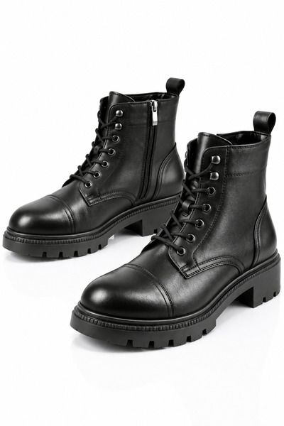Zemora Shoes Erkek Siyah Su Geçirmez Lastikli Kauçuk Kaymaz Taban Günlük Bot
