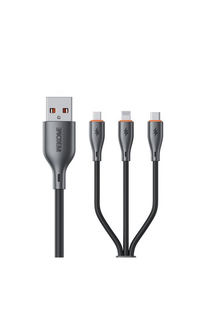 OEM Καλώδιο φόρτισης WK WDC-79 3 σε 1 PD 66W 1.2m σε μαύρο χρώμα