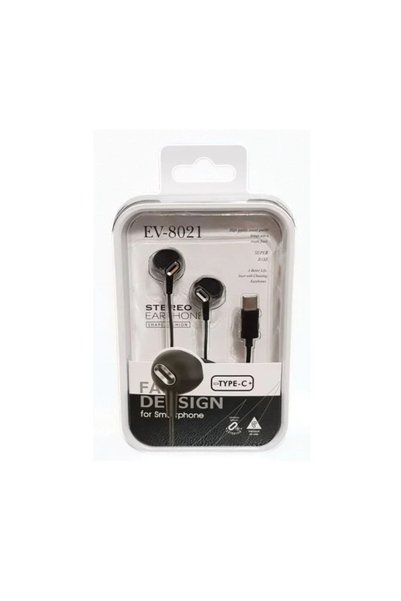 OEM EV-8021 Type-C Handsfree ακουστικά με βύσμα USB-C σε μαύρο χρώμα