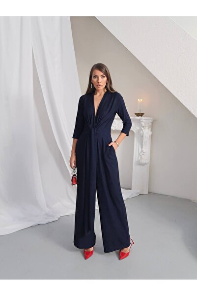 Paw Garage Women's Maris Long Sleeve Wide Leg Jumpsuit with Waist Belt