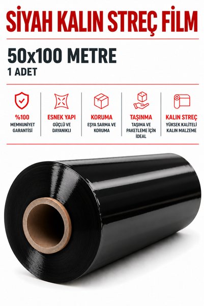 naft Siyah Renk Mega Boy Eşya Mobilya Sarma Koruma Ambalaj Streci Taşıma Taşı...
