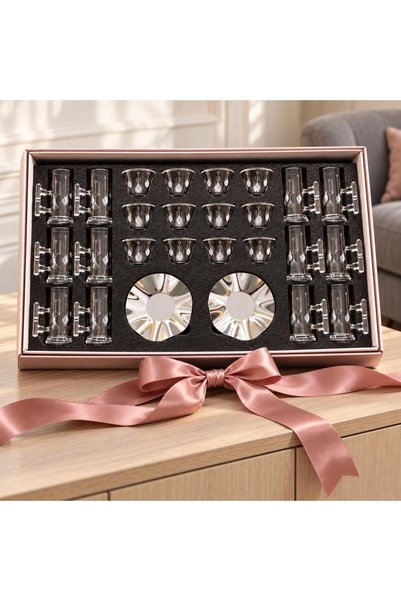 laverahome 36Pcs Feather Pattern Glass Dinnerware Set |