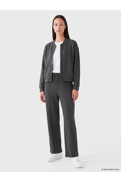 LC Waikiki Nevavm Anthracite Diver Fabric Straight Loose & Baggy Women's Swea...