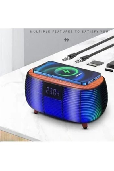 OEM Ασύρματο ηχείο Bluetooth και ασύρματος φορτιστής 15w BT-2206 σε μαύρο χρώμα