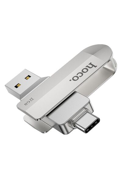 Hoco USB 3.0 Stick UD10 32GB με σύνδεση USB-A και USB-C σε ασημί χρώμα