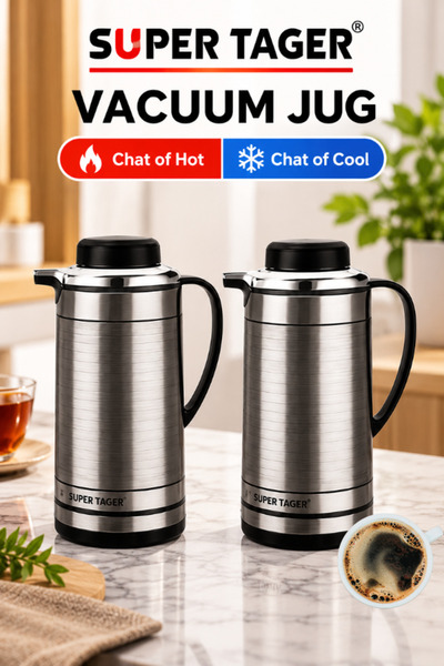 Aromaesc SUPER TAGER Stainless Steel Vacuum Flask Jug Set of 2 Thermoses – In...