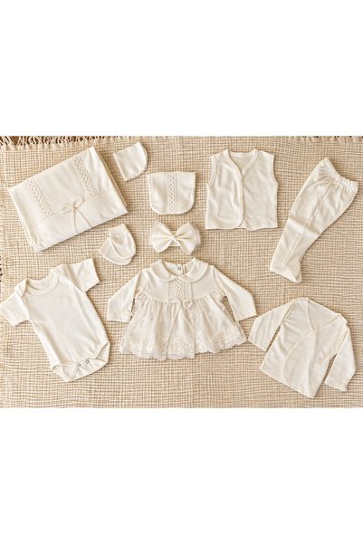iyababy Kız Bebek Etekli Bandanalı 10'lu Hastane Çıkış Seti