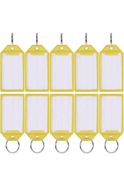Generic 50 Pcs Durable Plastic Key Tags with Split Rings & Blank Paper Insert...