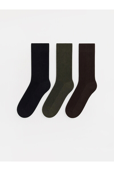 LC Waikiki Lcw Accessories Mixed Plain 3-Pack Men's Socks with Nevavm Difference