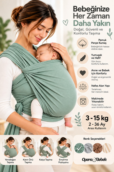 Molmini SOFT PENYE SLİNG BEBEK TAŞIMA ŞALI KANGURU
