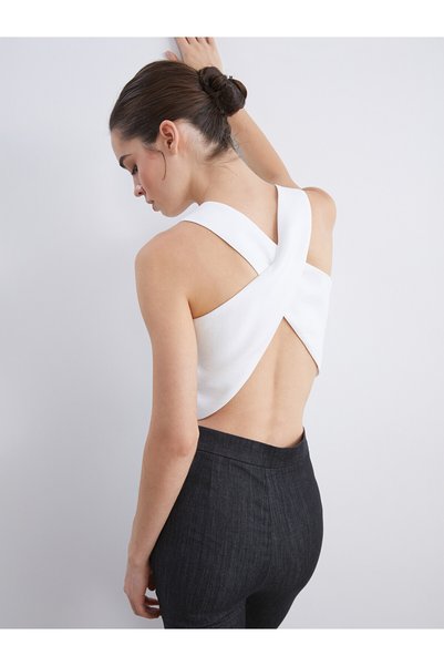 LC Waikiki Lcw Vision White Plain Women's Classic Vest with Nevavm Difference