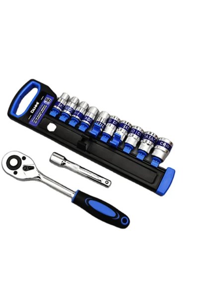 OEM Σετ καστάνια με καρυδάκια 10 τεμαχίων 1/4” μπλε 4-15χιλ.