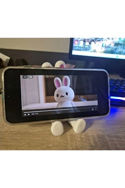 Sevimli Tavşan Telefon Tutucu Stand - Masaüstü Yatay ve Dikey Telefon Tutacağı