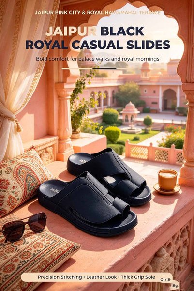 NajdEva Shop Men's Split Toe Leather Slides Made in KSA Urban Minimalist Thick Sole