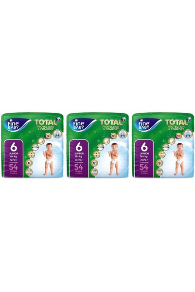 Generic Fine Baby, Size 6, Junior 16+ kg, 54 Diapers (Pack of 3)