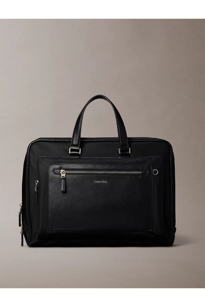 Calvin Klein Men's Black Laptop & Briefcase with Brand Logo, Suitable for Dai...