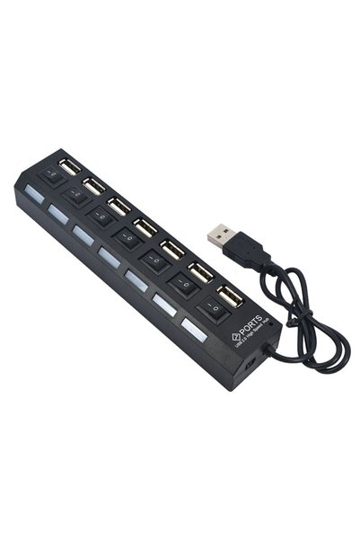OEM USB 2.0 Hub 7 θυρών με σύνδεση USB-A - μαύρο, ταχύτητα 480Mbps, μεμονωμέν...