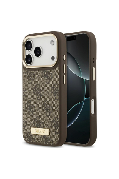 Guess iPhone 17/18 Pro Max 4G Θήκη MagSafe με Πλάκα Λογότυπου, Καφέ