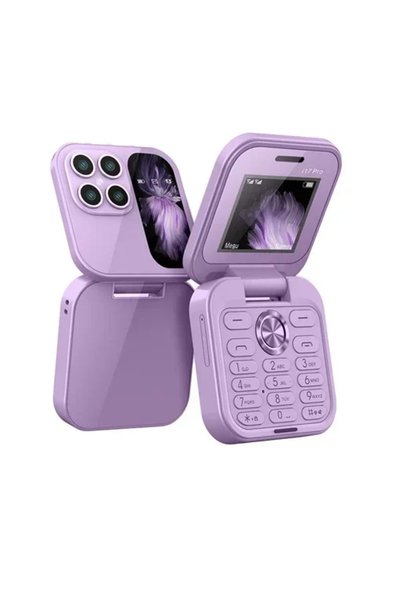 OEM Αναδιπλούμενο κινητό τηλέφωνο με 2 sim i17 Pro σε μωβ χρώμα