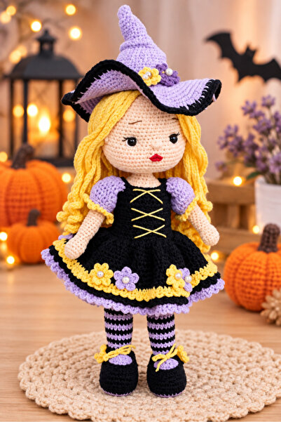 OEM Luna - Handmade Crocheted Halloween Witch, 35 cm