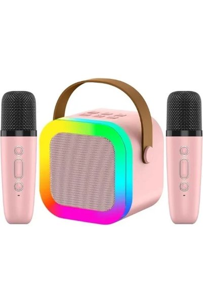 OEM Ασύρματο ηχείο Bluetooth με 2 μικρόφωνα Karaoke K12 σε ροζ χρώμα