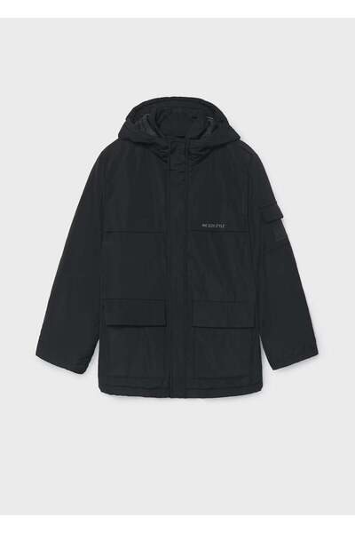 MAYORAL Boy's Windproof Hooded Coat with Pockets - Parka 7415 Black