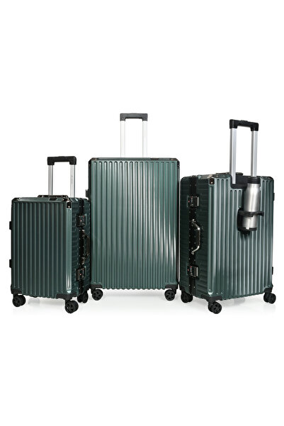 MORANO Morano Luggage Set with Aluminum Frame, Stylish Design, Security Lock, Cup Holder, Grey Color, Sizes: 28-24-20 Inches