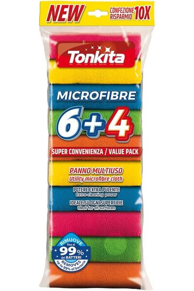 Generic | 6 + 4 Colourful Multipurpose Microfibre Cloths 30 x 30 cm Microfibr...