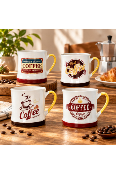 idei White ceramic mug with Printed , volume 400ml, classic design, mug for t...